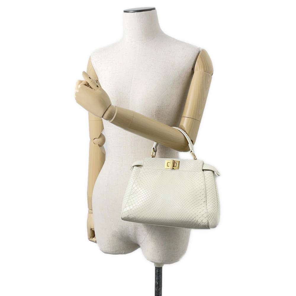 Fendi Mini Peekaboo Python 2way Shoulder Bag White - image 4